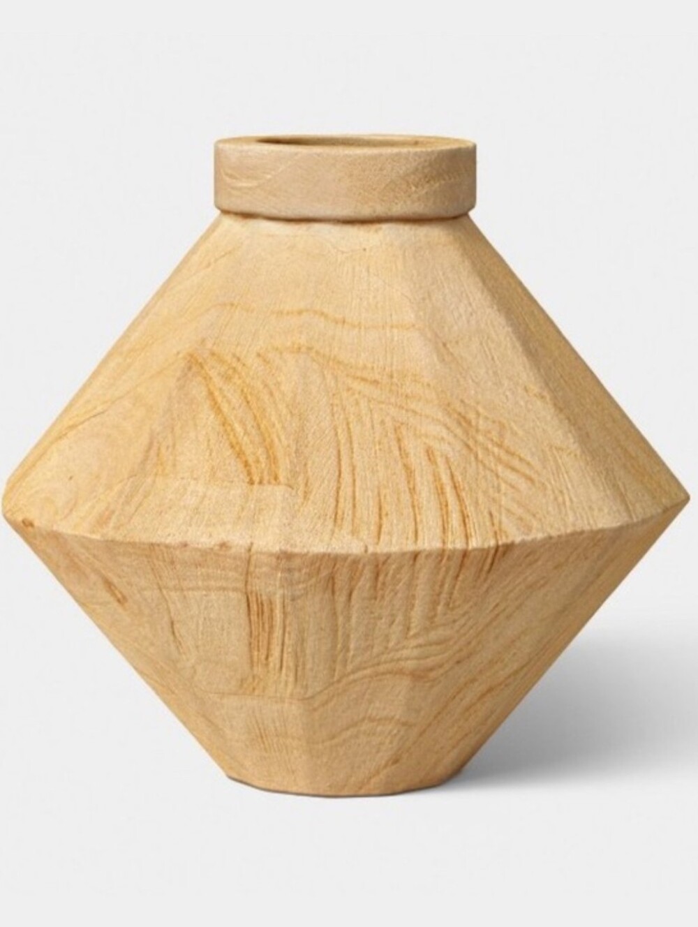 Threshold NWT 6"H Bleached Wood Bicone Vase Modern Angular Silhouette Brown